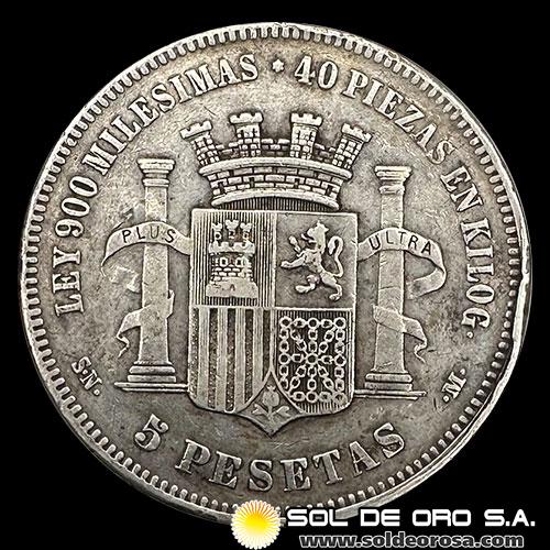 NA2 - ESPAÑA - 5 PESETAS, 1870 - GOBIERNO PROVISIONAL - MONEDA DE PLATA