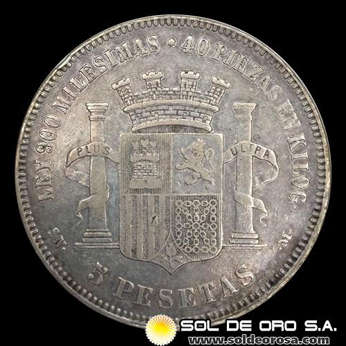 NA2 - ESPAÑA - 5 PESETAS, 1870 - GOBIERNO PROVISIONAL - MONEDA DE PLATA
