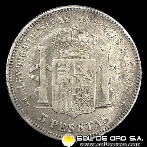 NA2 - ESPANHA - 5 PESETAS - 1871 - ESTRELLAS: 18-73 - AMADEO I REY DE ESPANHA - MONEDA DE PLATA