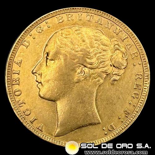 INGLATERRA - SOVEREIGN (VICTORIA JOVEN), LIBRA INGLESA, 1878 - MONEDA DE ORO