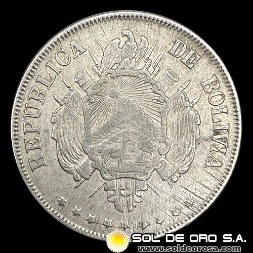 NA1 - BOLIVIA - 1 BOLIVIANO, 1872 - MONEDA DE PLATA