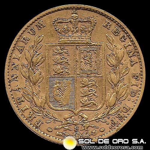 INGLATERRA - SOVEREIGN, LIBRA INGLESA (VICTORIA JOVEN), 1873 - MONEDA DE ORO