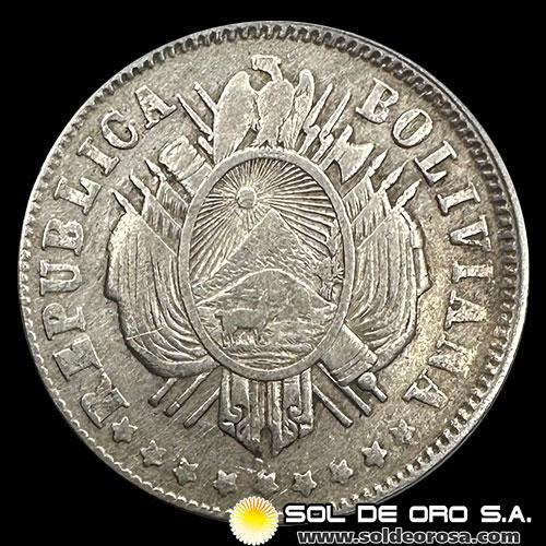 NA1 - BOLIVIA - 20 CENTAVOS, 1900 - MONEDA DE PLATA