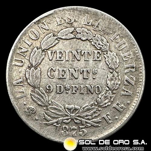 NA1 - BOLIVIA - 20 CENTAVOS, 1875 - MONEDA DE PLATA
