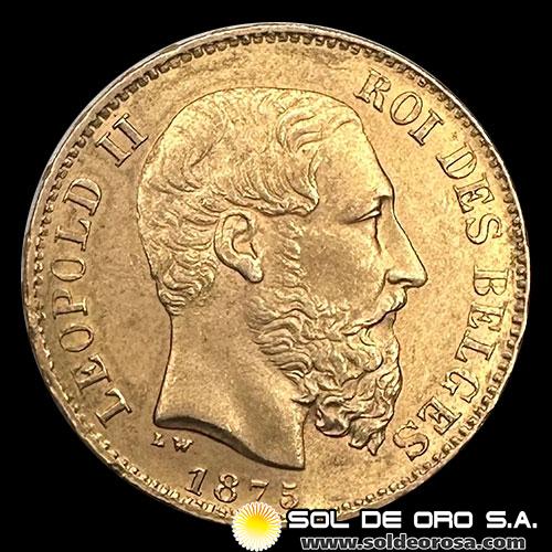 BELGICA - LEOPOLD II ROI DES BELGES - 20 FRANCOS - 1875 - MONEDA DE ORO