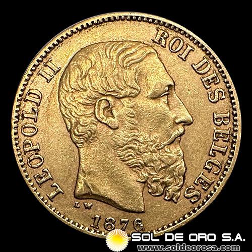 BELGICA - LEOPOLD II ROI DES BELGES - 20 FRANCOS - 1876 - MONEDA DE ORO