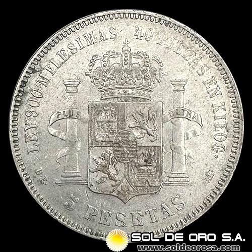 NA2 - ESPAÑA - 5 PESETAS, 1876 - ALFONSO XII REY - MONEDA DE PLATA 