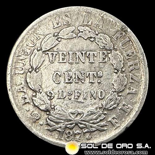 NA1 - BOLIVIA - 20 CENTAVOS, 1877 - MONEDA DE PLATA