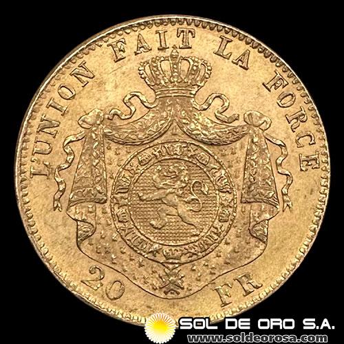 BELGICA - LEOPOLD II ROI DES BELGES - 20 FRANCOS - 1875 - MONEDA DE ORO