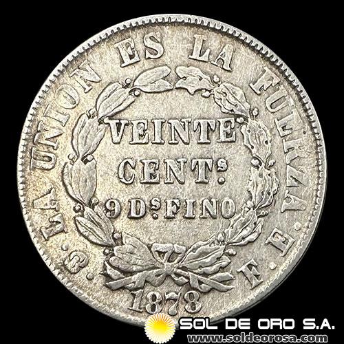 NA1 - BOLIVIA - 20 CENTAVOS, 1878 - MONEDA DE PLATA