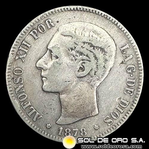 NA2 - ESPAÑA - 5 PESETAS, 1878 - ALFONSO XII REY DE ESPAÑA - MONEDA DE PLATA