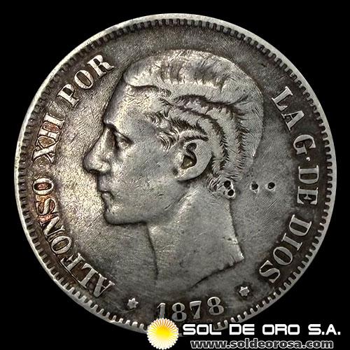 NA2 - ESPAÑA - 5 PESETAS, 1878 - ALFONSO XII REY DE ESPAÑA - MONEDA DE PLATA
