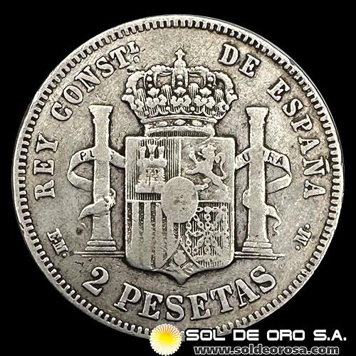 NA2 - ESPAÑA - 2 PESETAS, 1879 - ALFONSO XII - MONEDA DE PLATA