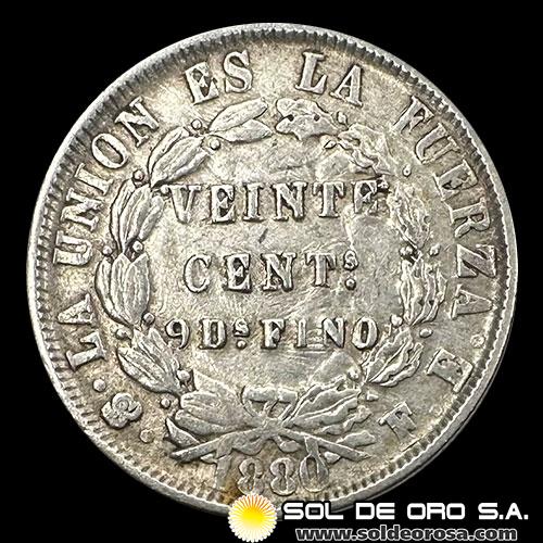 NA1 - BOLIVIA - 20 CENTAVOS, 1880 - MONEDA DE PLATA