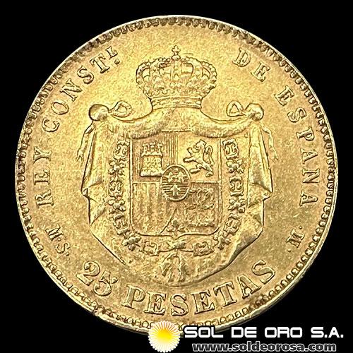 ESPAÑA - 25 PESETAS, 1880 - ALFONSO XII - MONEDA DE ORO