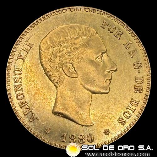 ESPAÑA - 25 PESETAS, 1880 - ALFONSO XII - MONEDA DE ORO