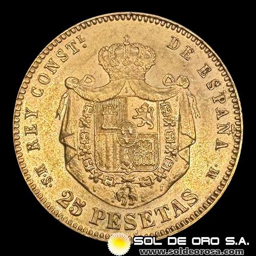 ESPAÑA - 25 PESETAS, 1880 - ALFONSO XII - MONEDA DE ORO