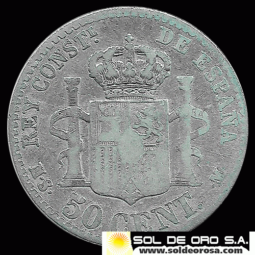 NA2 - ESPANHA - 50 CENTIMOS - 1880 - MONEDA DE PLATA