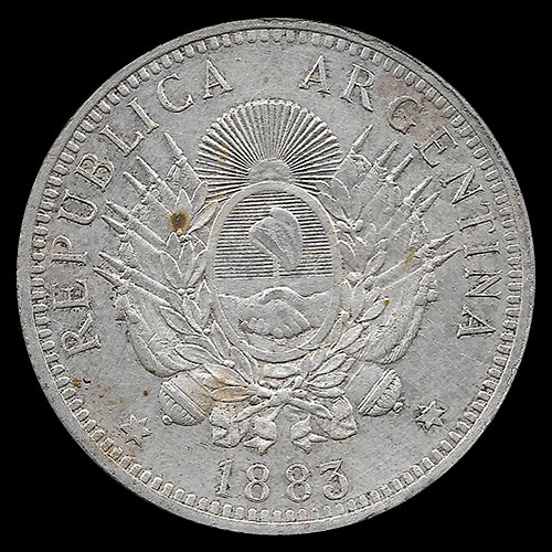 NA1 - ARGENTINA - 50 CENTAVOS, 1883 - MONEDA DE PLATA