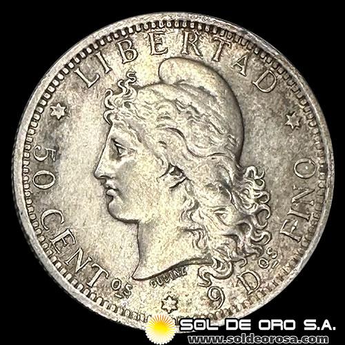 NA1 - ARGENTINA - 50 CENTAVOS, 1883 - MONEDA DE PLATA