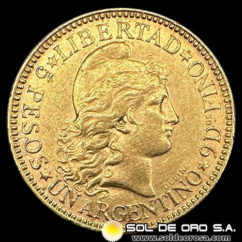 ARGENTINA - CINCO PESOS - UN ARGENTINO, 1885 - MONEDA DE ORO