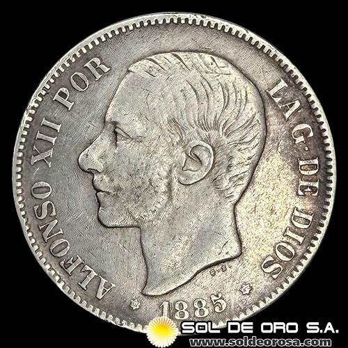 	NA2 - ESPAÑA - 5 PESETAS, 1885 - ALFONSO XII REY DE ESPAÑA - MONEDA DE PLATA
