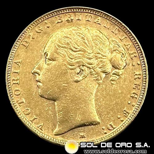INGLATERRA - SOVEREIGN, LIBRA INGLESA (VICTORIA JOVEN) - 1886 - MONEDA DE ORO