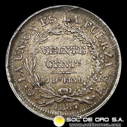 NA1 - BOLIVIA - 20 CENTAVOS, 1887 - MONEDA DE PLATA
