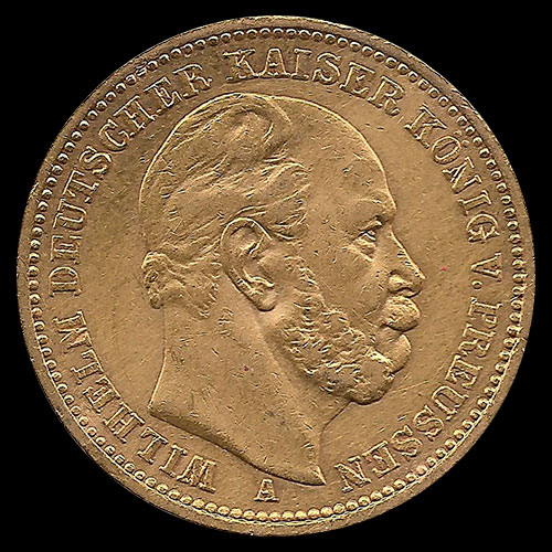 ALEMANIA - 20 MARCOS - WILHELM DEUTSCHER KAISER KONIG V. PREUSSEN - 1887 - MONEDA DE ORO