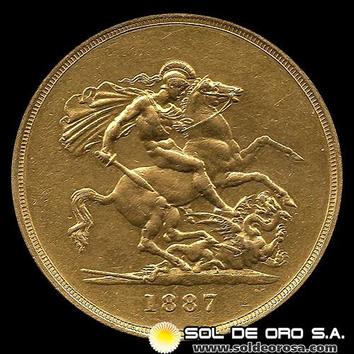 INGLATERRA - SOVEREIGN, LIBRA INGLESA (VICOTRIA JOVEN) - 1883 - MONEDA DE ORO