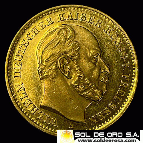 ALEMANIA - 20 MARCOS - WILHELM DEUTSCHER KAISER KONIG V. PREUSSEN - 1888 - MONEDA DE ORO