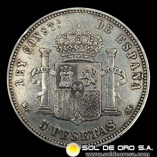 NA2 - ESPAÑA - 5 PESETAS, 1888 - ALFONSO XIII REY DE ESPAÑA - MONEDA DE PLATA