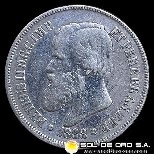 BRASIL - 500 REIS, 1888 - PEDRO II - MONEDA DE PLATA
