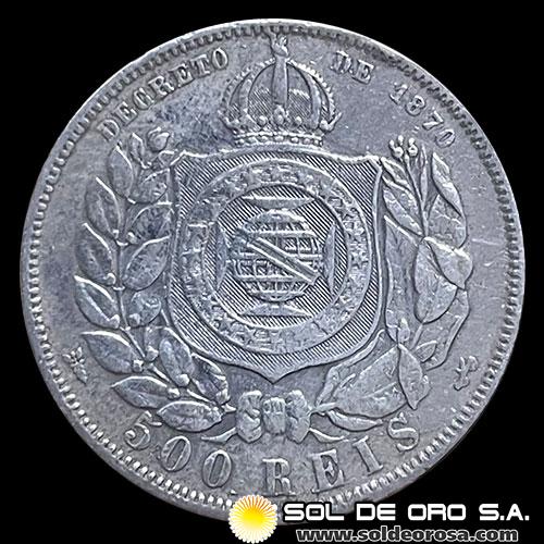 BRASIL - 500 REIS, 1888 - PEDRO II - MONEDA DE PLATA