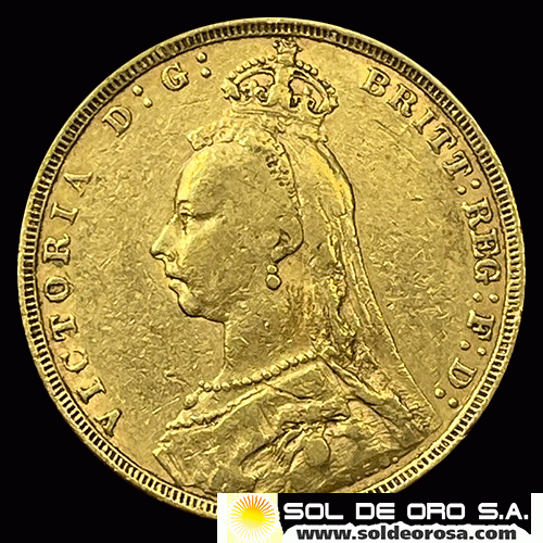 INGLATERRA - SOVEREIGN, LIBRA INGLESA (VICTORIA JUBILEO) - 1888 - MONEDA DE ORO