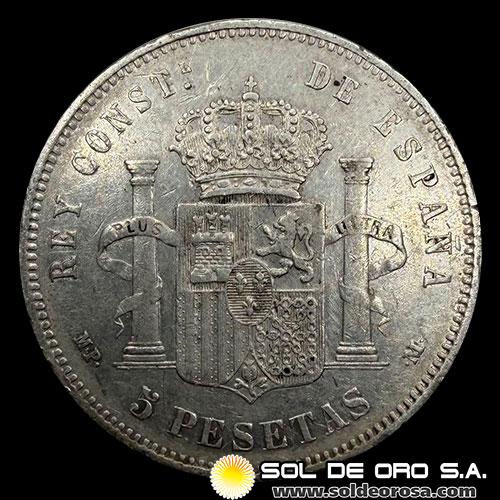 NA2 - ESPAÑA - 5 PESETAS, 1890 - ALFONSO XIII REY DE ESPAÑA - MONEDA DE PLATA