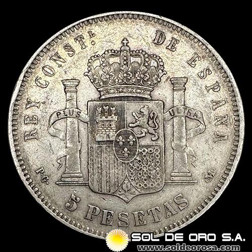 NA2 - ESPAÑA - 5 PESETAS, 1891 - ALFONSO XIII REY DE ESPAÑA - MONEDA DE PLATA