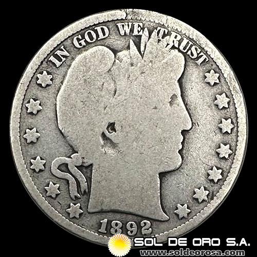 NA3 - ESTADOS UNIDOS DE AMERICA - BARBER HALF DOLLAR, 1892 - MONEDA DE PLATA