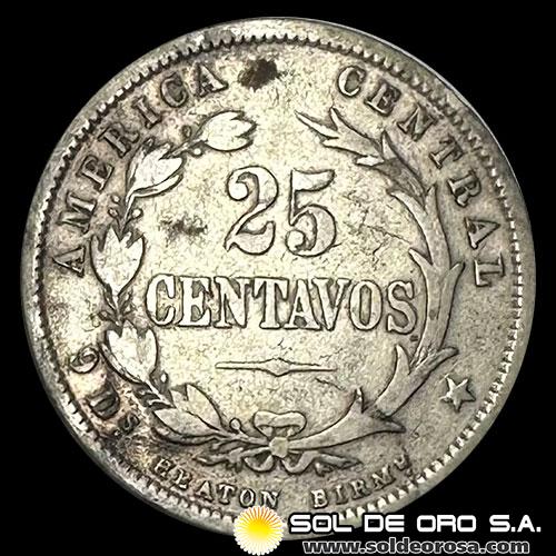 NA2 - COSTA RICA - 25 CENTAVOS, 1893 - MONEDA DE PLATA