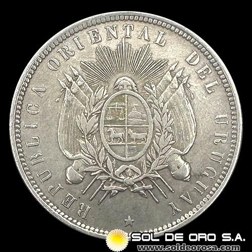 NA4 - REPUBLICA ORIENTAL DEL URUGUAY - 50 CENTESIMOS, 1893 - MONEDA DE PLATA