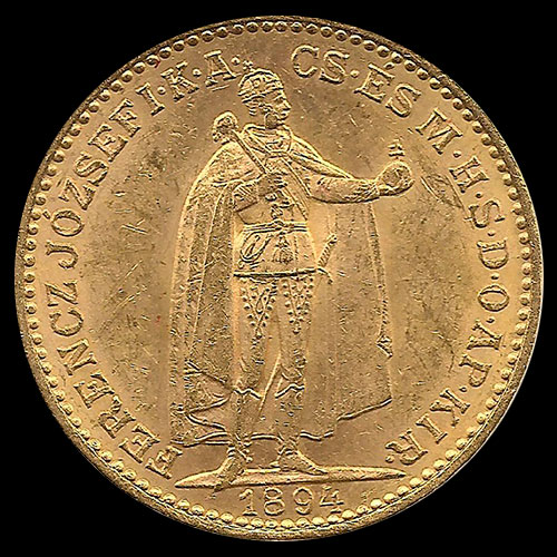 HUNGRIA - 20 KORONA, 1894 - MONEDA DE ORO