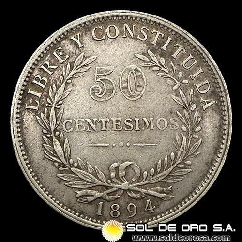 NA4 - URUGUAY - 50 CENTESIMOS, 1894 - MONEDA DE PLATA