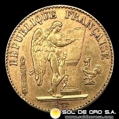 FRANCIA - 20 FRANCOS, TIPO ANGEL ESCRIBIENDO, 1895 - MONEDA DE ORO