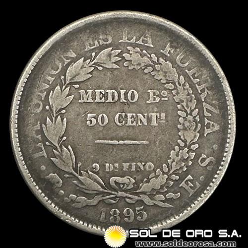 NA1 - REPUBLICA BOLIVIANA - 50 CENTAVOS, 1895 - MONEDA DE PLATA