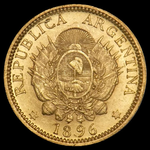 ARGENTINA - CINCO PESOS - UN ARGENTINO, 1896 - MONEDA DE ORO