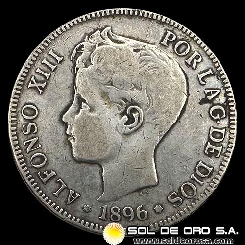 NA2 - ESPAÑA - 5 PESETAS, 1896 - ALFONSO XIII REY DE ESPAÑA - MONEDA DE PLATA