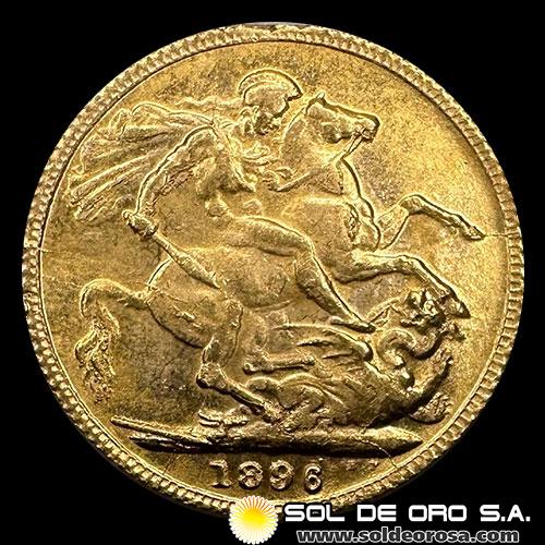 INGLATERRA - SOVEREIGN, LIBRA INGLESA (VICTORIA - CABEZA VIEJA) - 1896 - MONEDA DE ORO