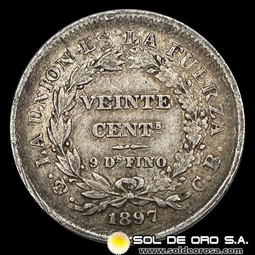 NA1 - BOLIVIA - 20 CENTAVOS, 1897 - MONEDA DE PLATA