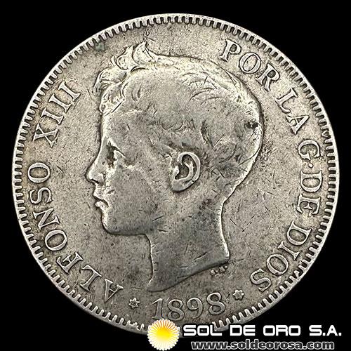 NA2 - ESPAÑA - 5 PESETAS, 1898 - ALFONSO XIII REY DE ESPAÑA - MONEDA DE PLATA