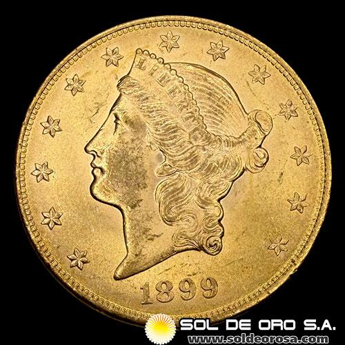 	ESTADOS UNIDOS DE AMERICA - 20 DOLLARS, TIPO LIBERTAD, 1899 - MONEDA DE ORO